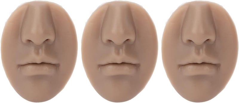 woobles 3pcs Silicone Nose Model, Reused Soft Nose Mold with Mouth Soft Elastic for Earrings Jewelry Display Rubber Nose for Piercing Practice (Dark Skin Color) - Image 1